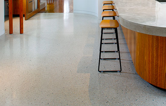 transition between floors wooden floor polished concrete